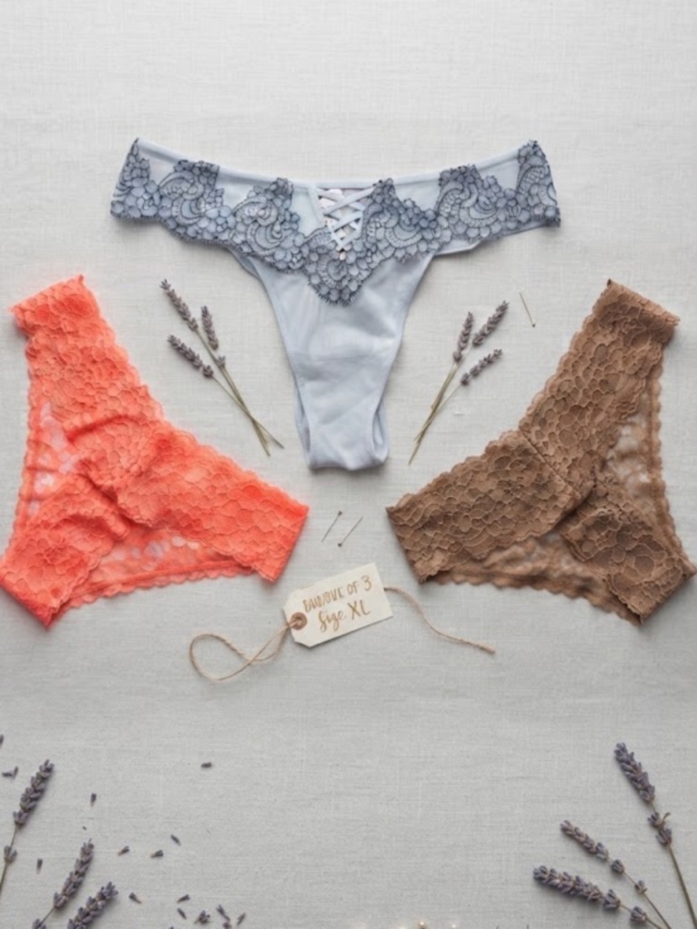 Victoria Secret 3pc Lace Thong Bundle - XL
